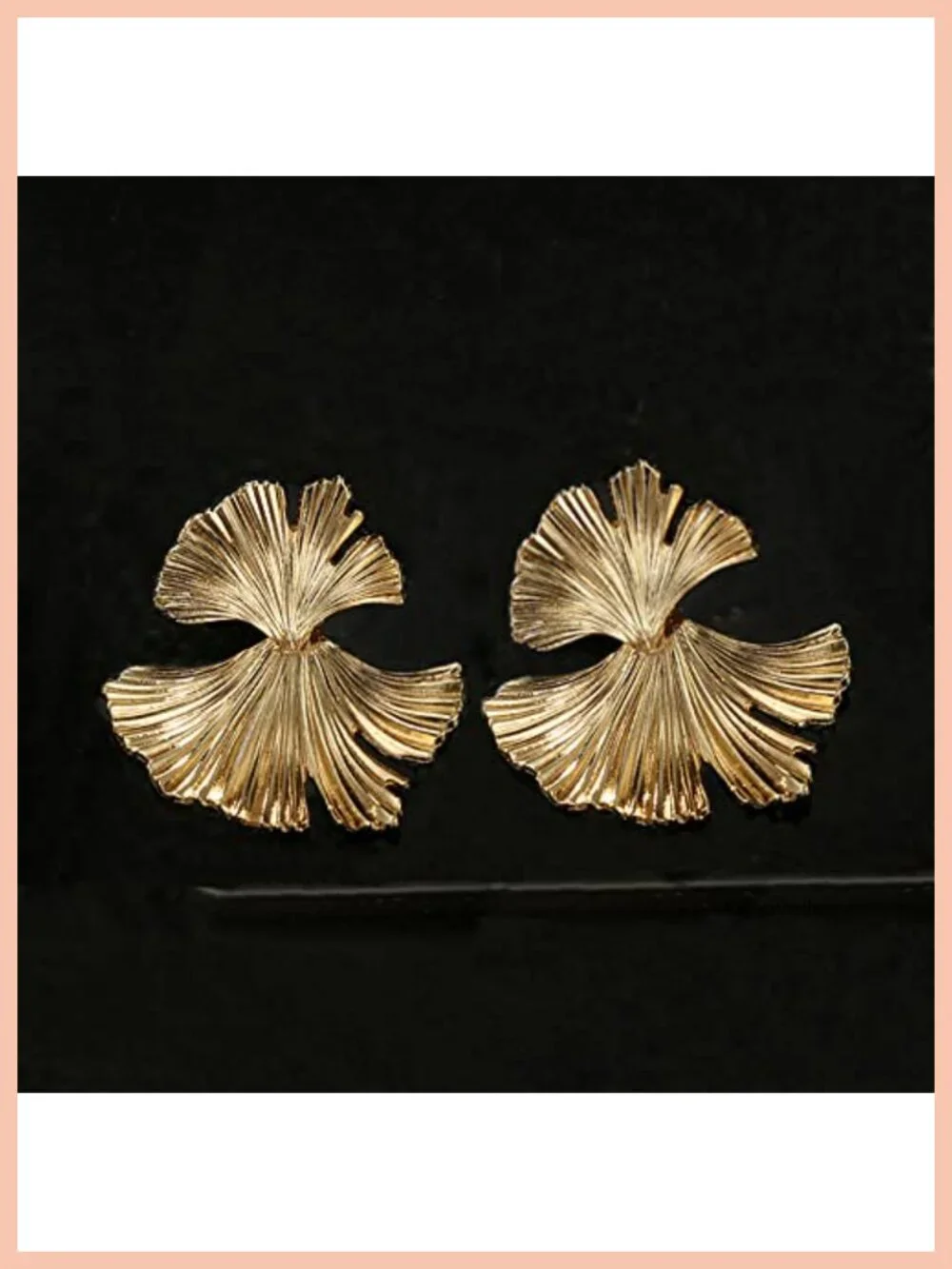 Ginkgo Leaf Flower Drop Dangle Earrings Gold Geometric Statement
